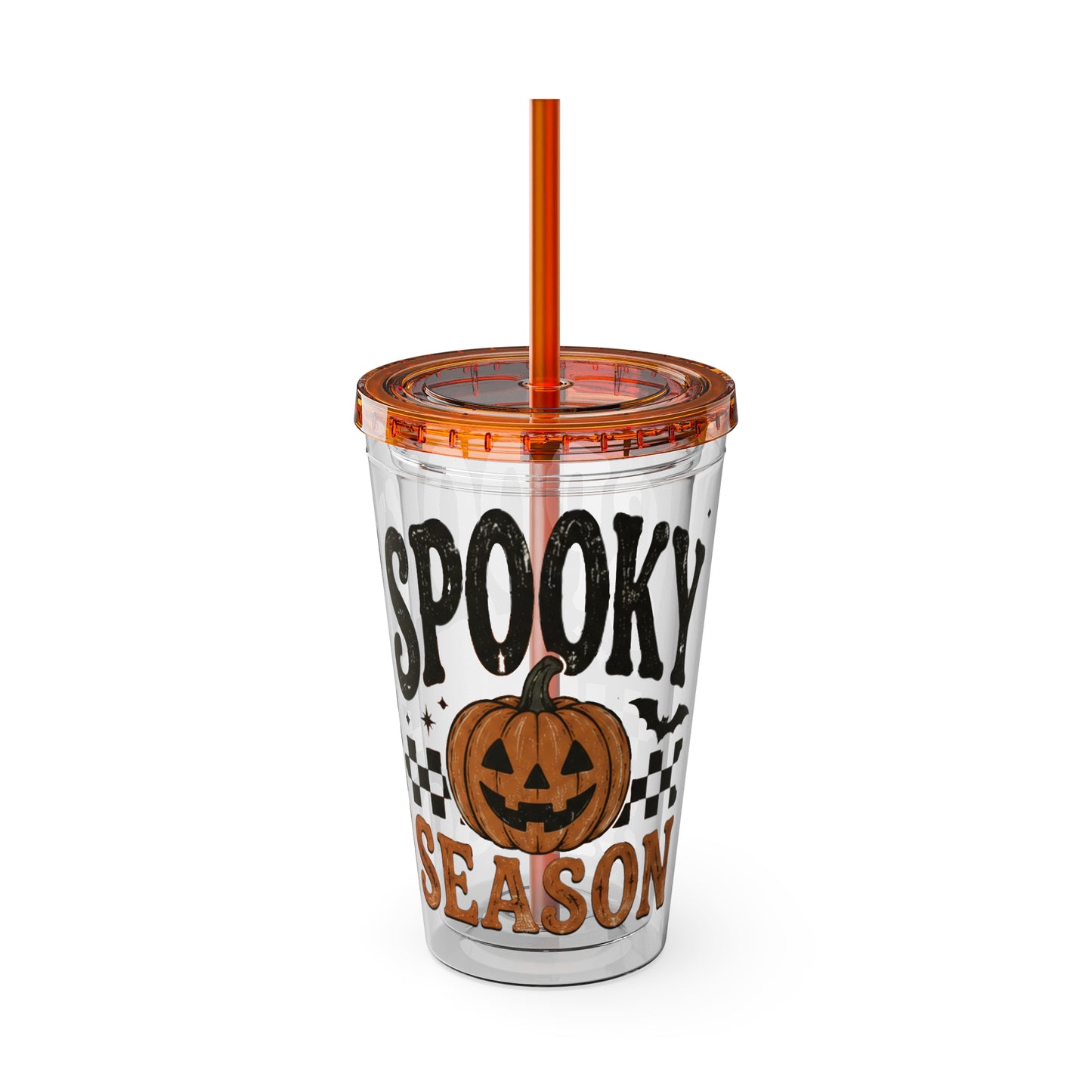Spooky Season 16oz Tumbler with Straw — Halloween Pumpkin Travel Cup