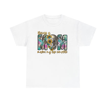 Mom Floral Graphic Tee – "Being a Mom Makes My Life an Adventure"