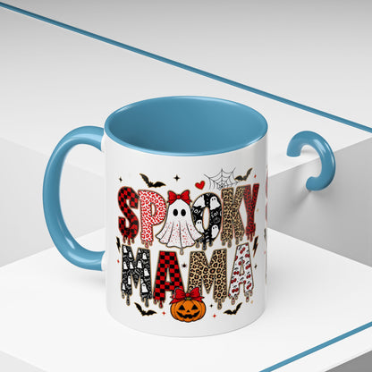 Spooky Mama Accent Coffee Mug — Halloween Ghost Pumpkin 11/15oz