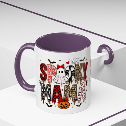 Spooky Mama Accent Coffee Mug — Halloween Ghost Pumpkin 11/15oz