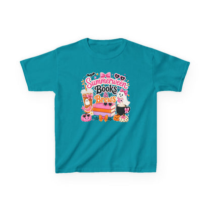 Kids Tee — "Summerween Books & Brew" Cute Halloween Reading Shirt