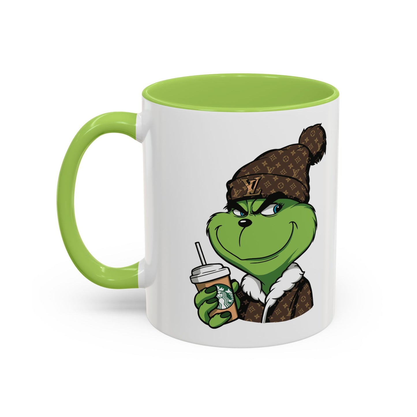 Grinch Luxury Winter Coffee Mug – Designer Beanie & Holiday Drink Cartoon (11/15oz)