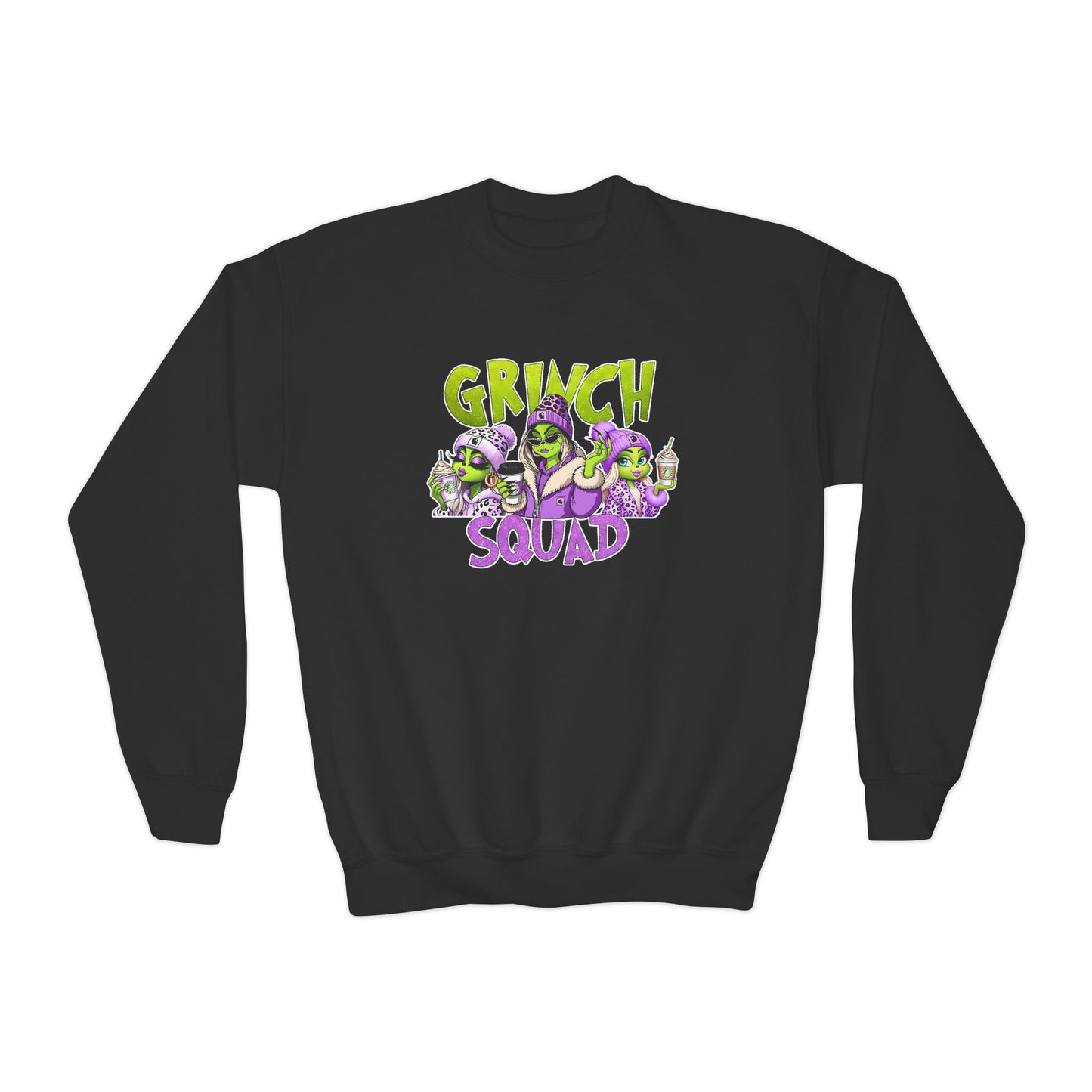 Grinch Squad Youth Crewneck Sweatshirt — Kids Funny Holiday Pullover