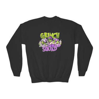 Grinch Squad Youth Crewneck Sweatshirt — Kids Funny Holiday Pullover