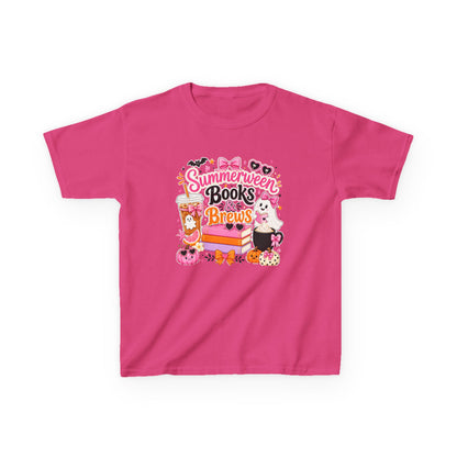 Kids Tee — "Summerween Books & Brew" Cute Halloween Reading Shirt