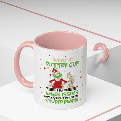 Funny Grinch Christmas Coffee Mug – "I Have Anger Issues" Holiday Accent Mug