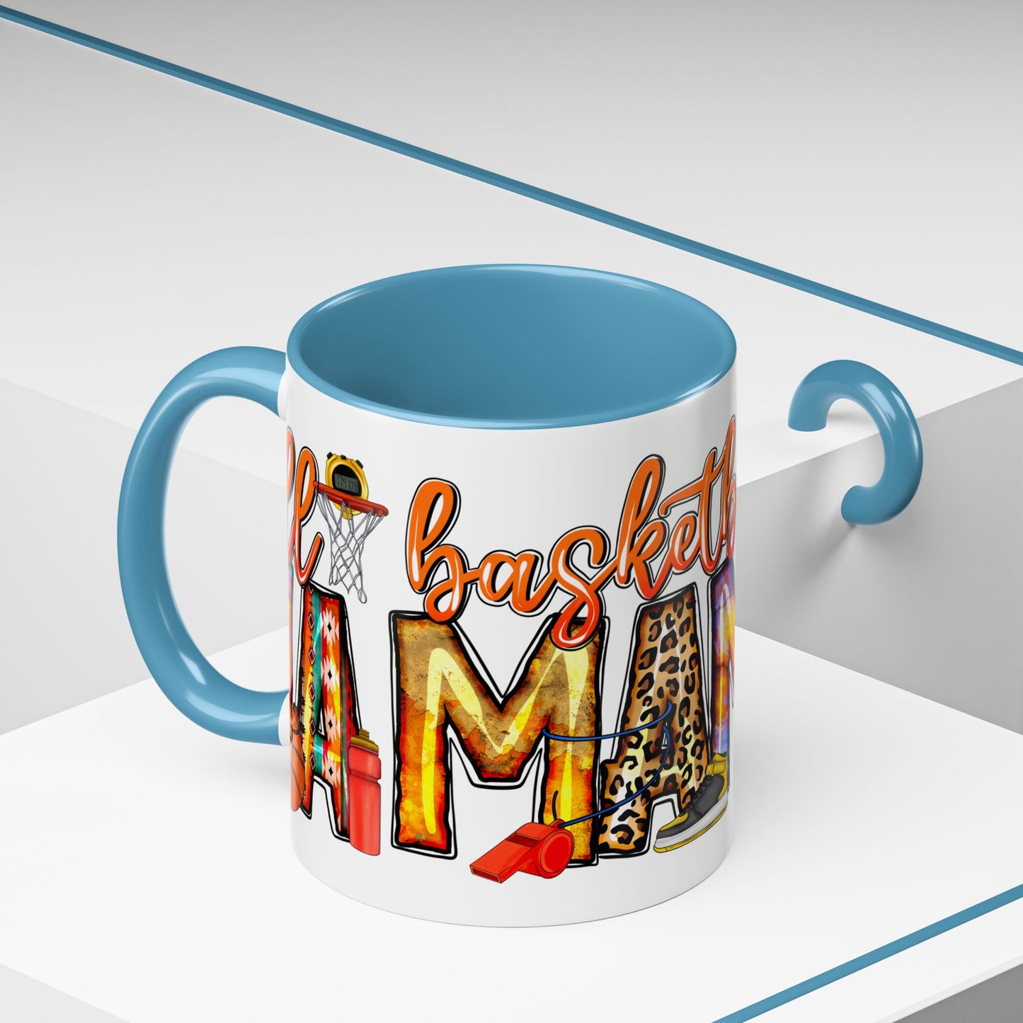 Basketball Mom Accent Coffee Mug – Colorful Sports Mom Gift (11/15oz)