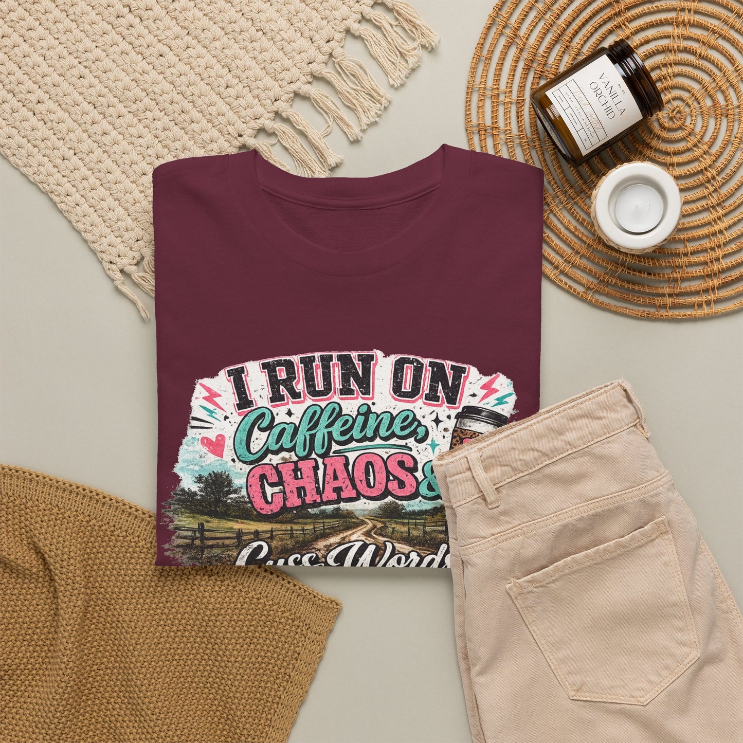 “I Run on Caffeine, Chaos & Cuss Words” Graphic Tee